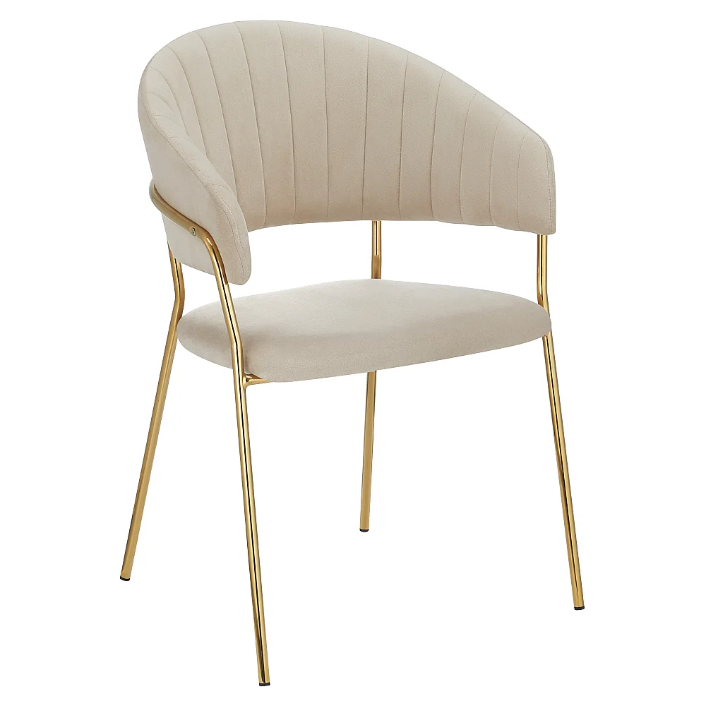Designové jídelní křeslo, béžová Velvet látka/gold chrom zlatý, DASMIN NEW TYP 1