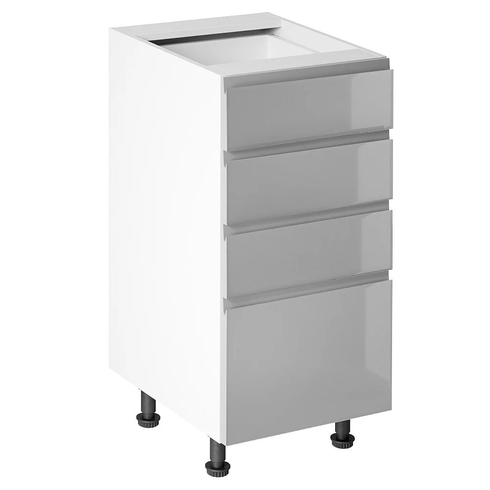 Spodní skříňka, bílá/šedá extra vysoký lesk HG, AURORA D40S4
