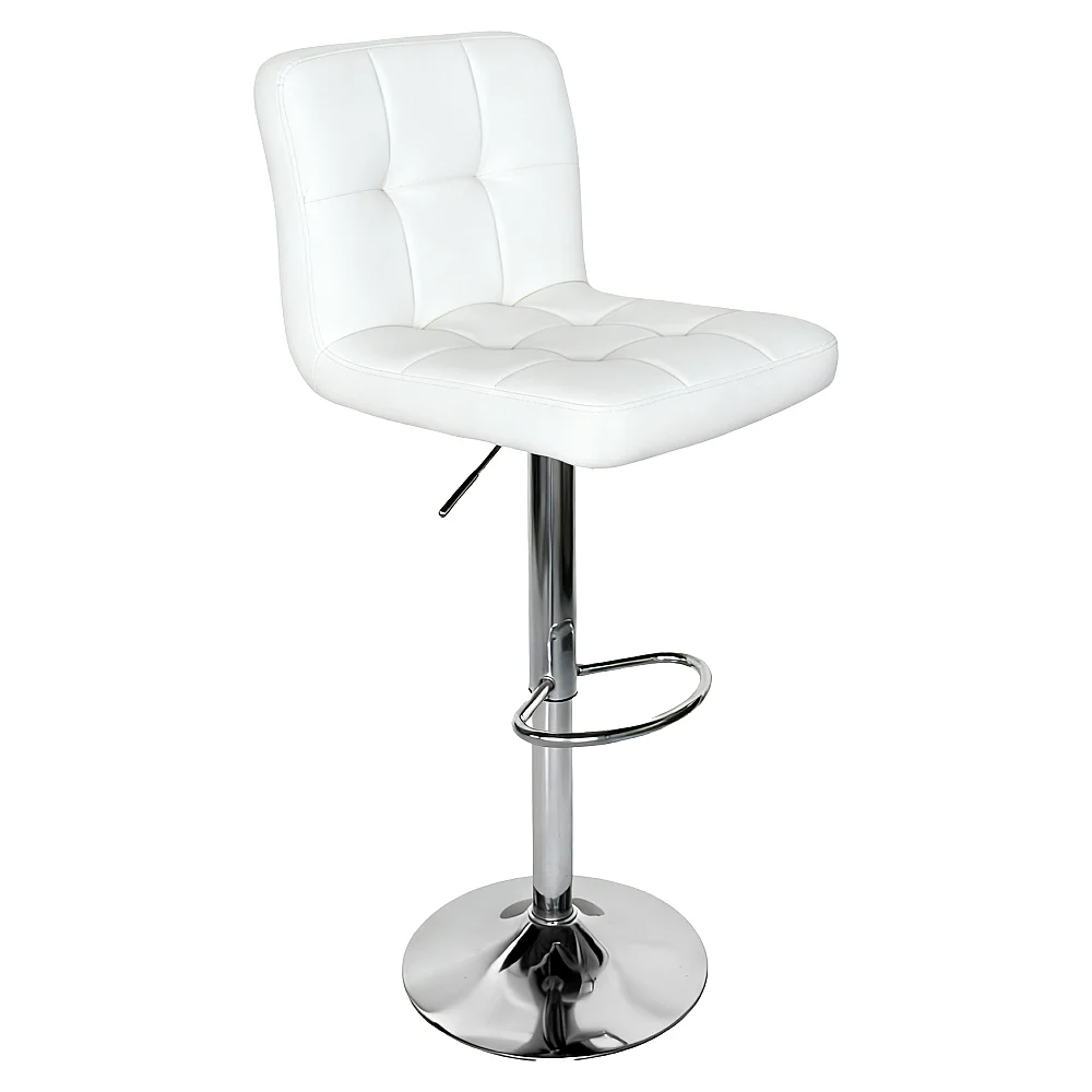 Barová židle, ekokůže bílá/chrom, KANDY 2 NEW