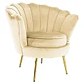 Křeslo ve stylu Art-deco, béžová Velvet látka/gold chrom zlatý, NOBLEO