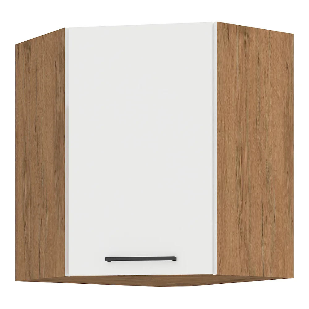 Horní rohová skříňka, bílá extra vysoký lesk HG/dub lancelot, VEGA 58x58 GN-72 1F