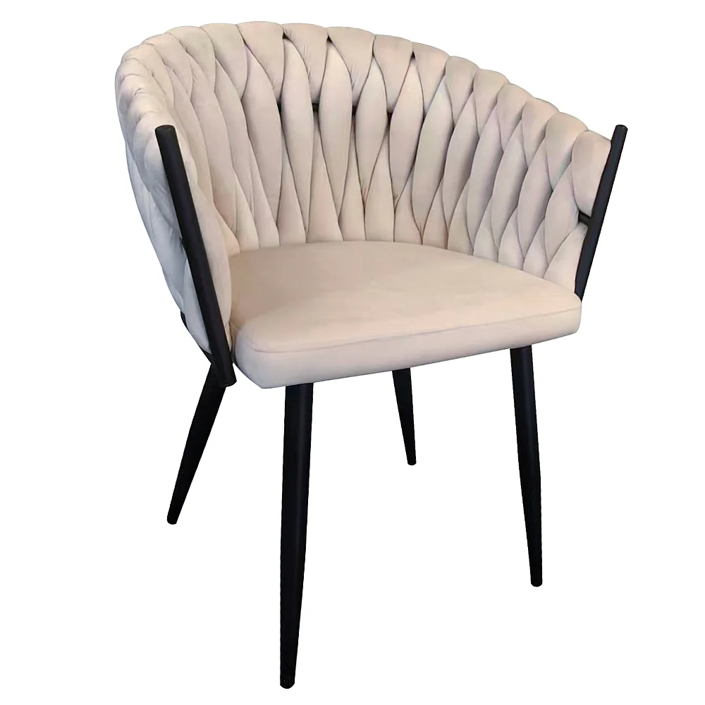 Jídelní křeslo, světle béžová Velvet látka/černá, BLER