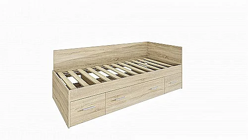 Postel RANGO (R) 90cm, s roštem a s úložným prostorem, 16 mm lamino dub sonoma