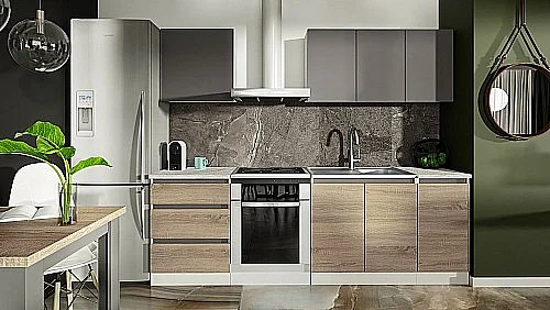 Kuchyňská linka STELLAR 180 bílá/antracit/ dub sonoma