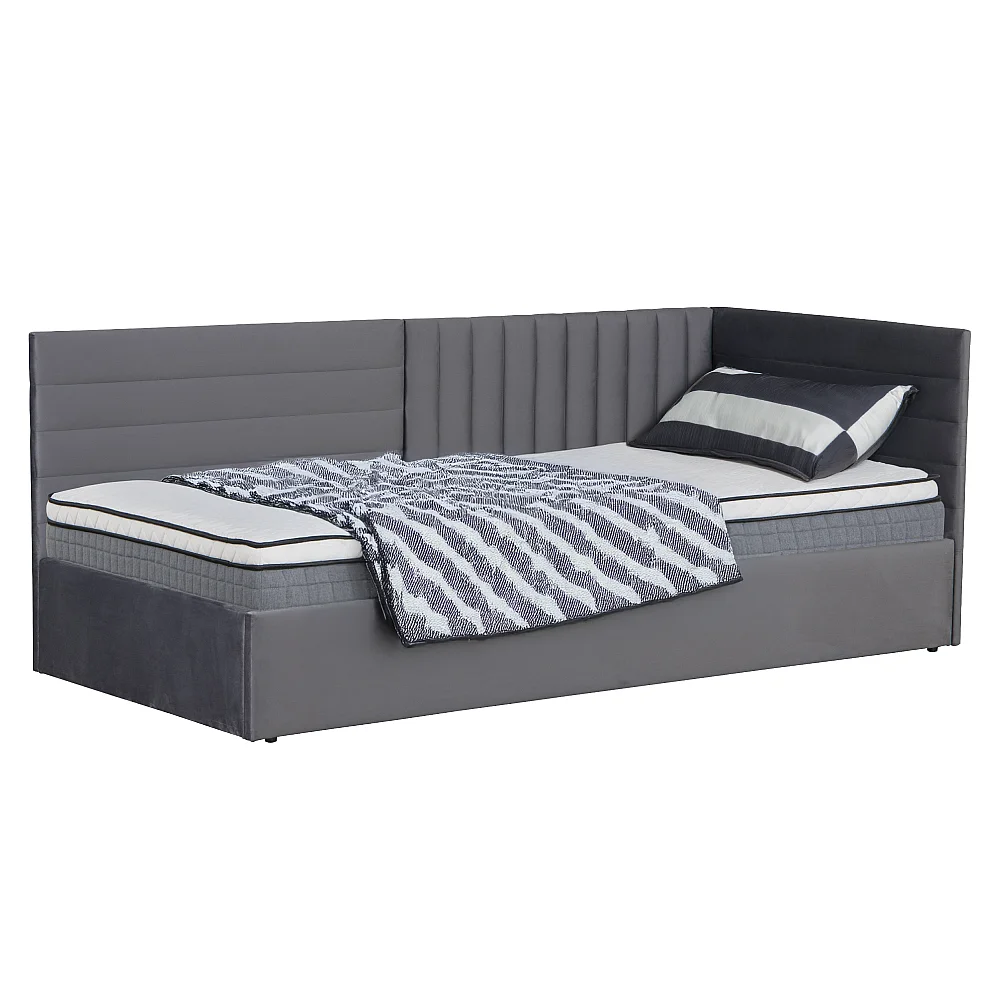 Postel s roštem, 90x200, šedohnědá Taupe Velvet látka, MEVIA