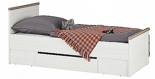 Postel LUCA 90cm, s matrací, s roštem a s úložným prostorem pinie/trufel