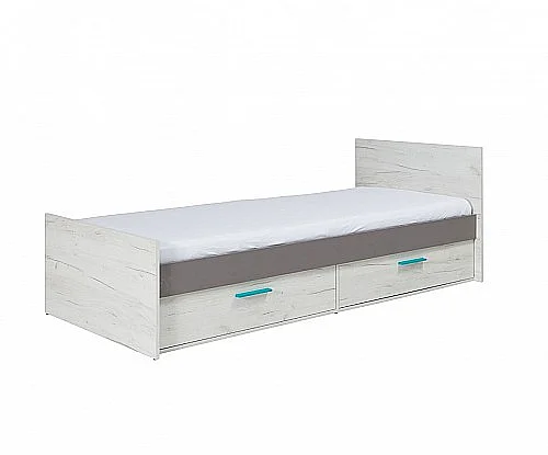 Postel AREST R05 90cm, s roštem a s úložným prostorem dub kraft / šedá