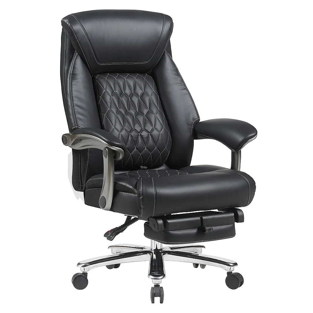 Kancelářské křeslo, černá ekokůže/chrom, nosnost 150 kg, URIEN