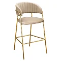 Designová barová židle, béžová Velvet látka/gold chrom zlatý, DASMIN NEW TYP 2