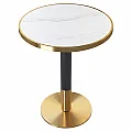 Jídelní bistro stůl, bílý mramor/černá/zlatá, průměr 80 cm, OREN