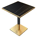 Jídelní bistro stůl, černý mramor/černá/zlatá, 70x70 cm, PRESTON