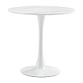 Jídelní stůl, světlý mramor/bílá, průměr 80 cm, LORIAN