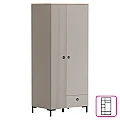 Skříň, šedohnědá Taupe/dub silverjack, DOMCA 2D1S