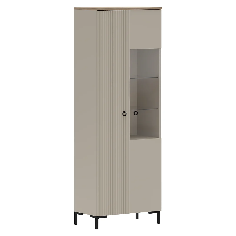 Vitrína, šedohnědá Taupe/dub silverjack, DOMCA 1D1W