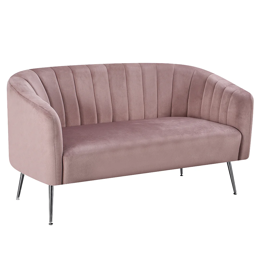 Designový 2-sed, růžová Velvet látka/chrom-stříbrný, BAGY