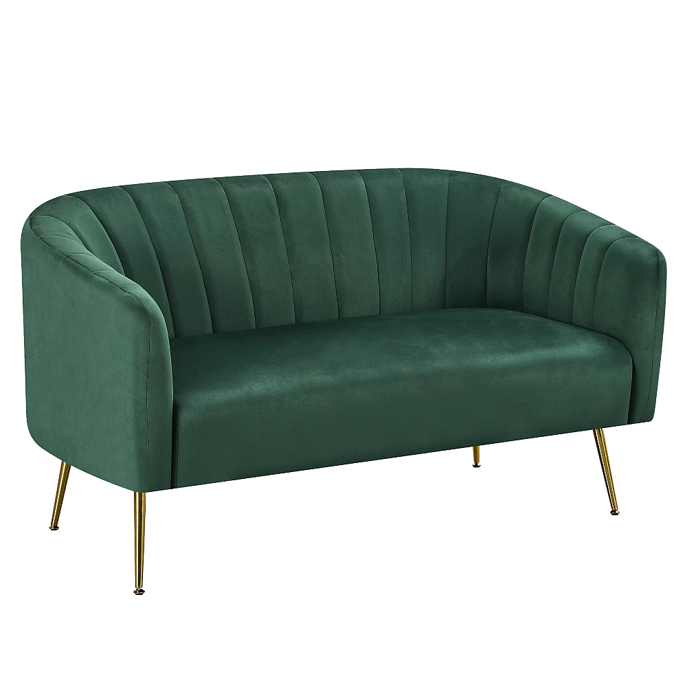 Designový 2-sed, tmavě zelená Velvet látka/gold chrom-zlatý, BAGY