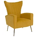 Relaxační křeslo, žlutá Velvet látka, BARET