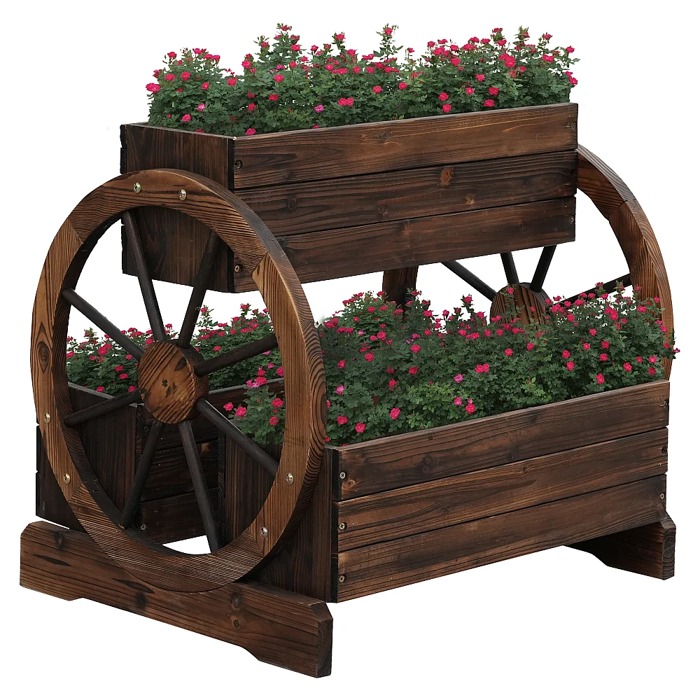 Dřevěný květináč s koly, hnědá, SABA
