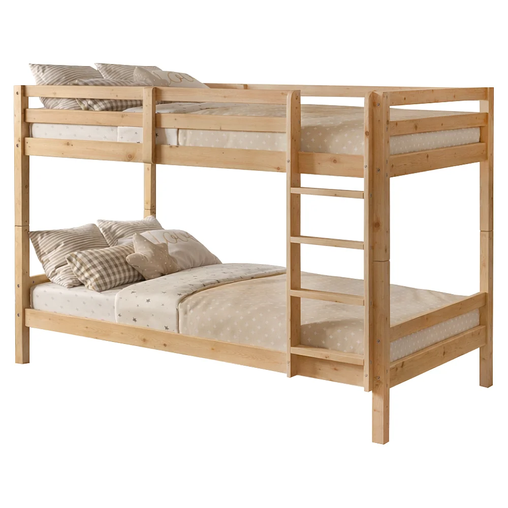 Patrová postel, 90x200, masivní dřevo, přírodní, INEZA