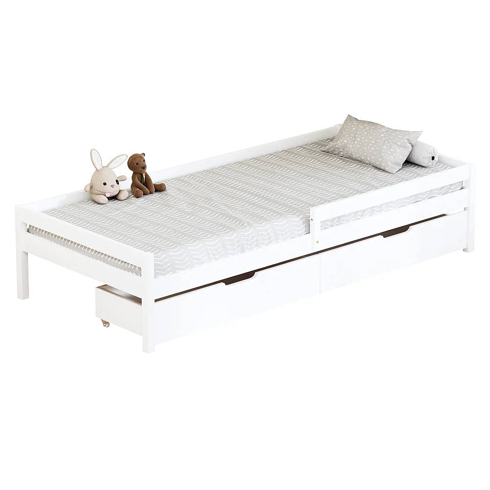 Postel s úložným prostorem, 90x200, bílá, MIX NEW