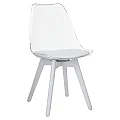 Židle, transparentní bílá, akryl/ekokůže/bílá, BALI 3 NEW