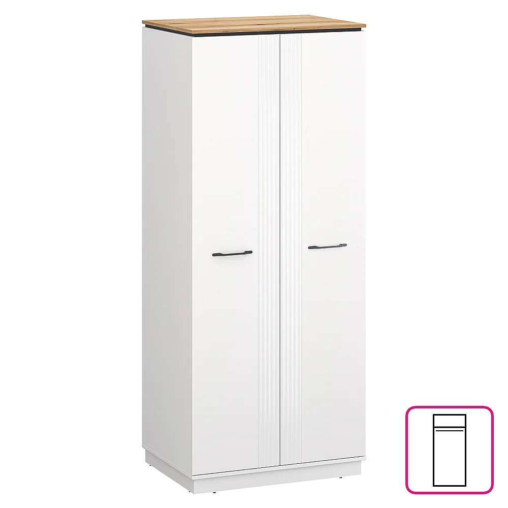 Skříň, bílá/dub evoke, VELIS 2D