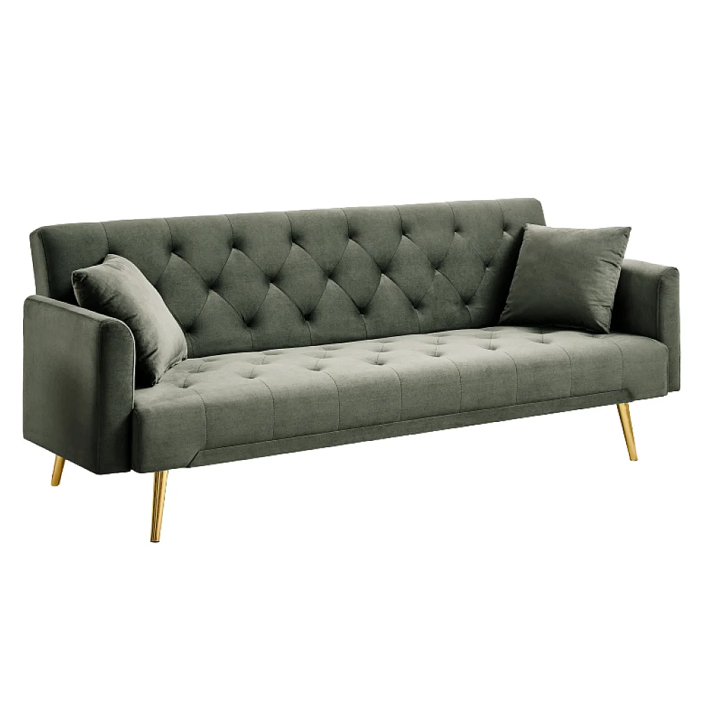 Rozkládací pohovka, tmavě zelená/gold chrom-zlatý, ALISIA