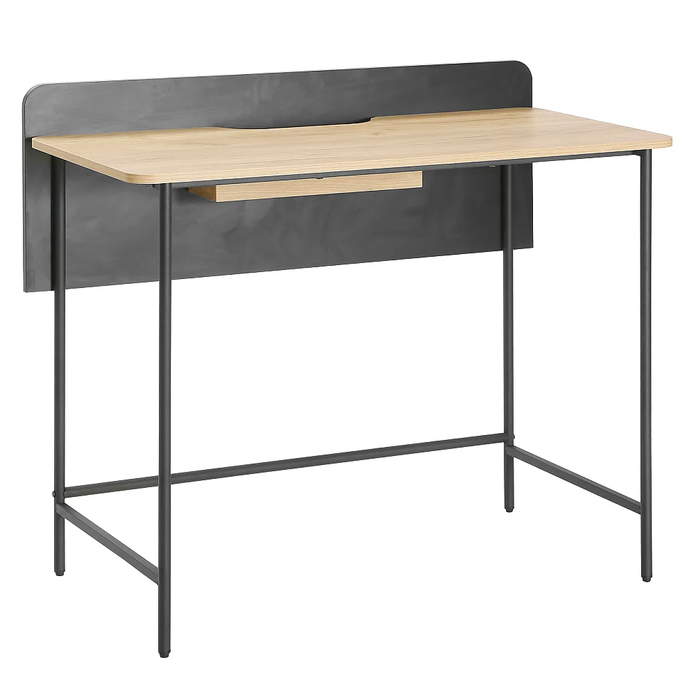 PC stůl, dub/černá, KOMPUS