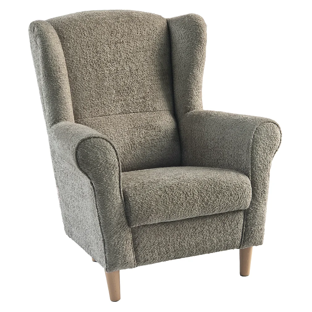 Křeslo ušák, šedobéžová Taupe látka Coral, CHARLOT