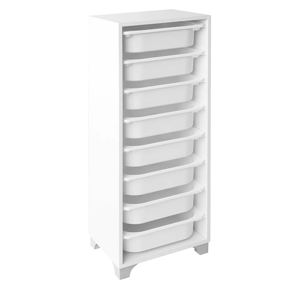 Regál s úložnými boxy, bílá, LUNOR