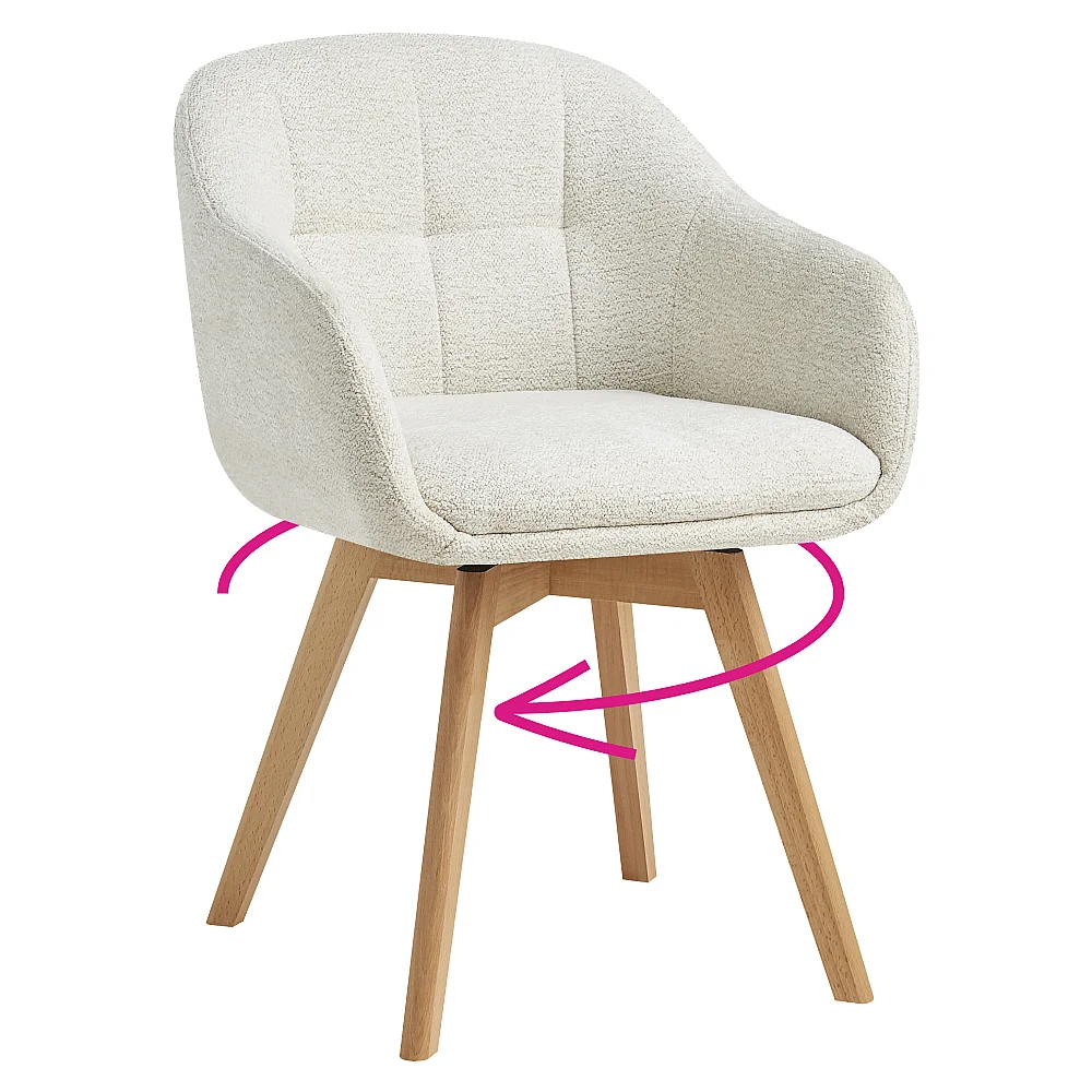 Otočné jídelní křeslo, krémová/buk, DIMER