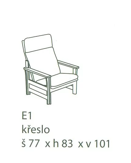 EVA E1 křeslo v látce č. III
