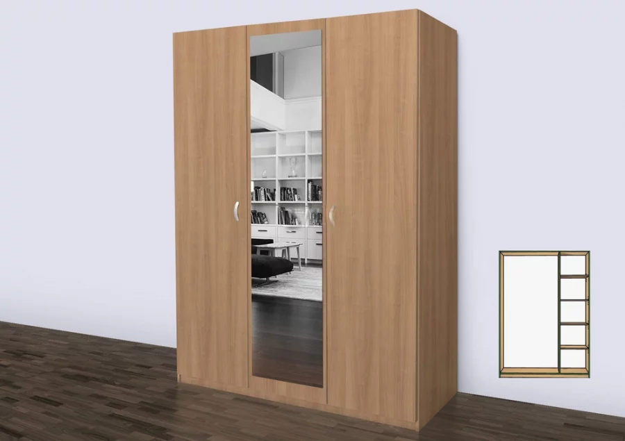 Šatní skříň JASMÍNA 120- 150 se zrcadlem