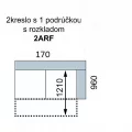 AVA FAMM: 2ARF - rozkládací dvojsed s područkou PRAVÝ