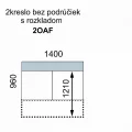 AVA FAMM: 2OAF - rozkládací dvojsed bez područek 
