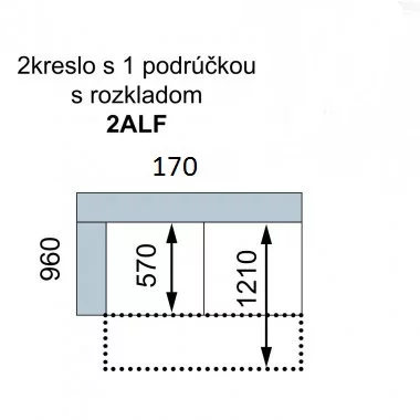 AVA FAMM: 2ALF - rozkládací dvojsed s područkou LEVÝ