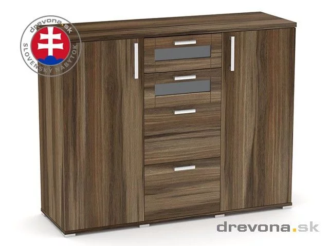 REA OTTAWA UP 3 - elegantní komoda se dvěma dvířky a čtyřmi zásuvkami