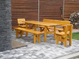 ROVNÁ VELKÁ - zahradní sestava (stůl+lavice s opěrkou+lavice bez opěrky+2x židle)