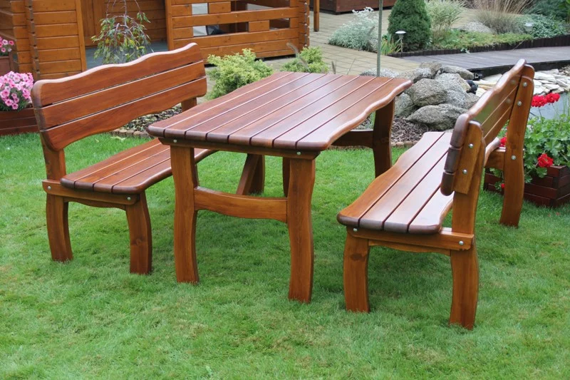 LORIT I - zahradní sestav (1x stůl + 2x lavice s opěradlem)
