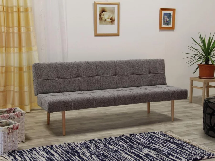 LINDA - sklopná čalouněná lavice s dřevěnýma nohama látky A - skladem v látce č. 52