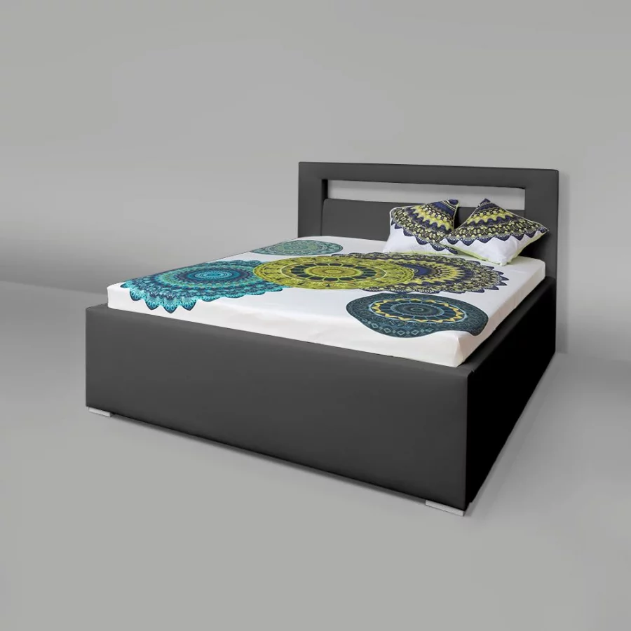 AVA LERYN čalouněná postel s úložným prostorem 160 x 200 s LED osvětlením