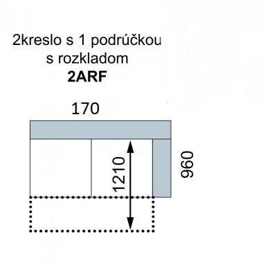 AVA FAMM: 2ARF - rozkládací dvojsed s područkou PRAVÝ