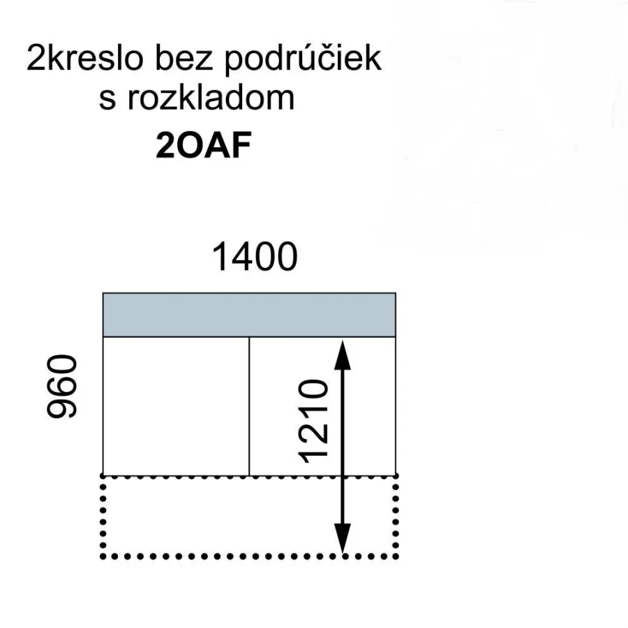 AVA FAMM: 2OAF - rozkládací dvojsed bez područek 