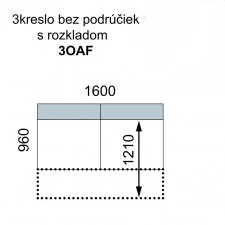 AVA TEMPO: 3OAF - rozkládací trojsed bez područek