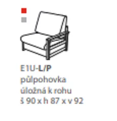 EVA E1U L/R křeslo půlpohovka s úl. prostorem k rohu v látce č. III