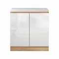 Dolní skříňka D 80, vysoký bílý lesk/dub sonoma, LINE
