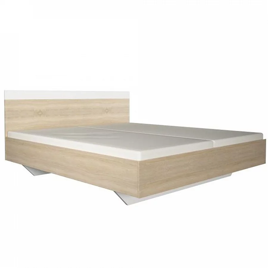 Manželská postel, 160x200, dub sonoma / bílá, GABRIELA