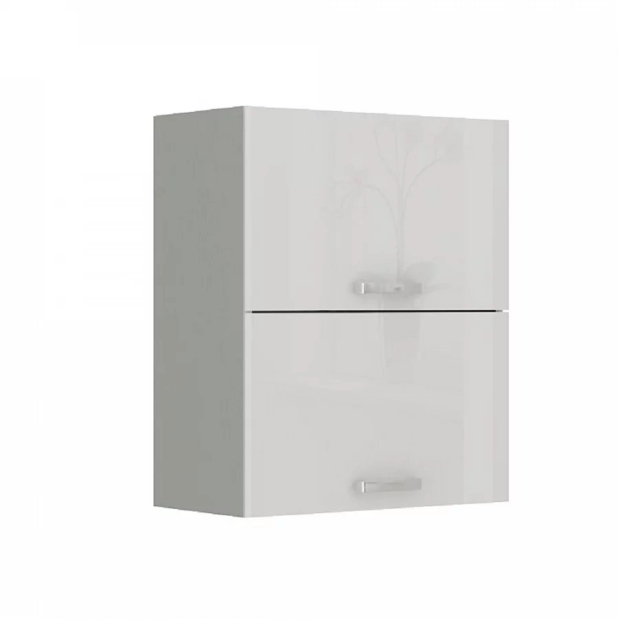 Skříňka horní, bílá extra vysoký lesk / šedá, PRADO 60 GU-72