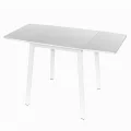 Jídelní stůl, MDF foliovaná / kov, bílá, MAURO