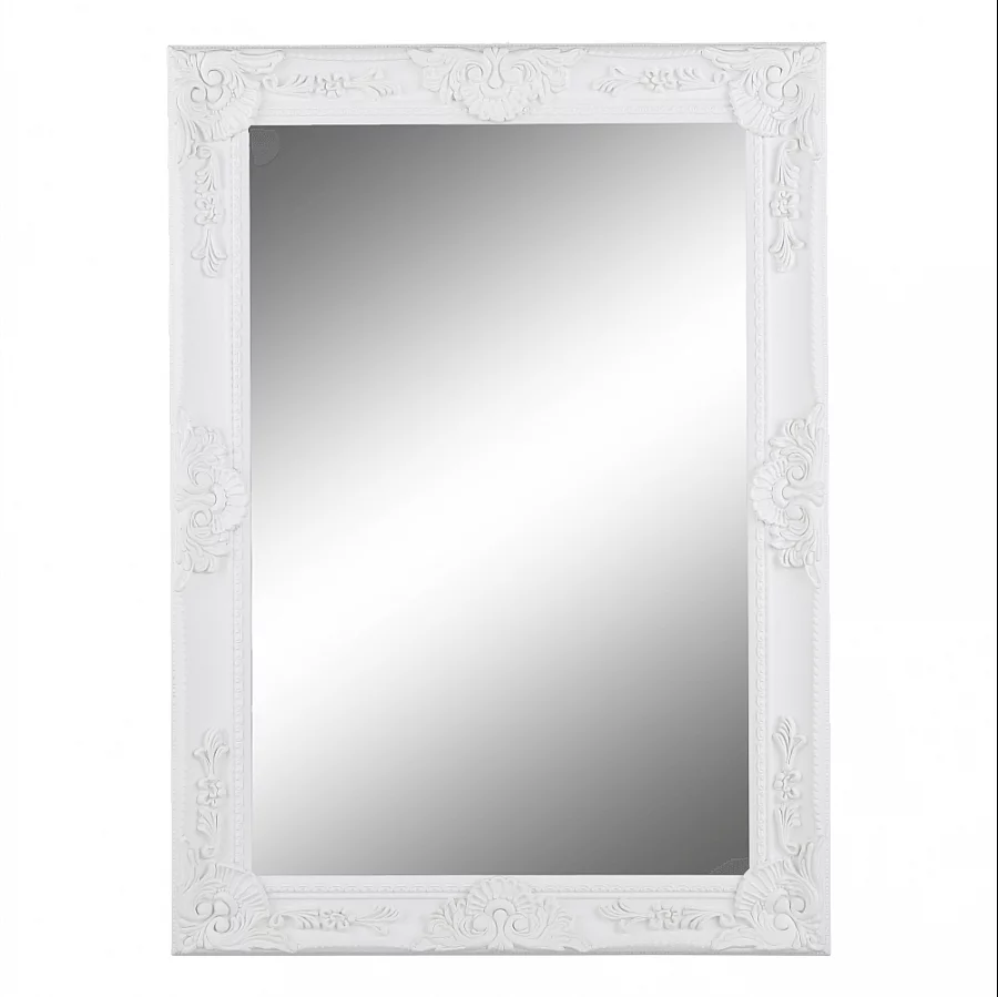 Zrcadlo, dřevěný rám bílé barvy, MALKIA TYP 9